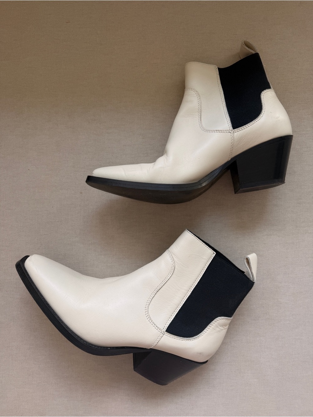 Everlane White Leather Western Chelsea Boots Size US 8